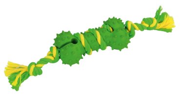 Knochen Vollgummi/Baumwolle grün-gelb, 30 cm