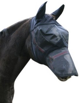 KERBL Fly mask black, with ear and nose protection