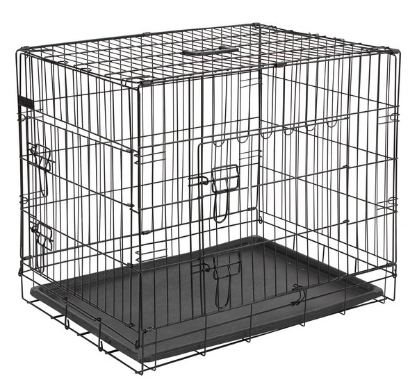Dog Cage collapsible black 76x54x64cm, 2 doors