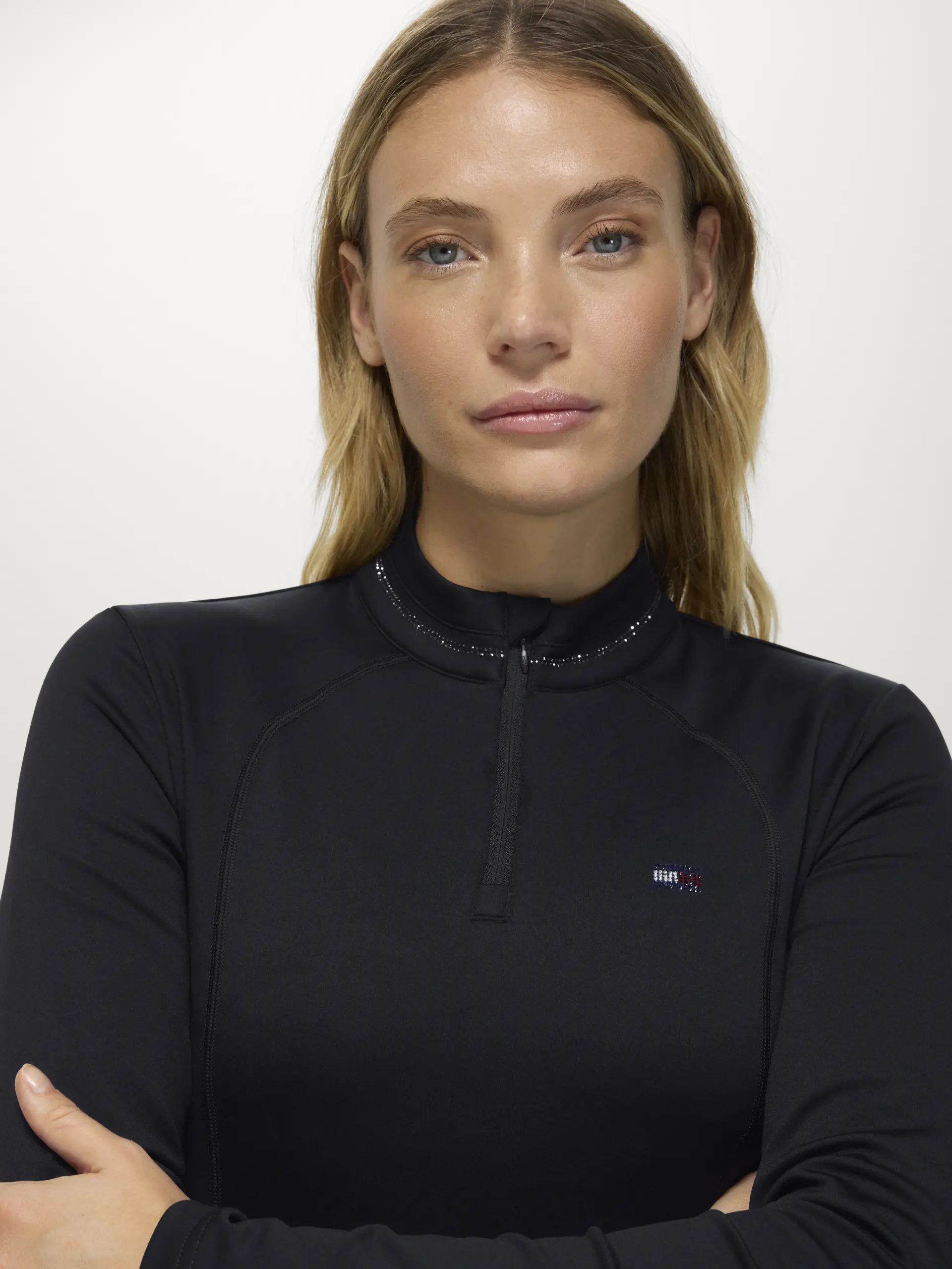 Damen 1/4 Zip Langarmshirt CADY mit Strass