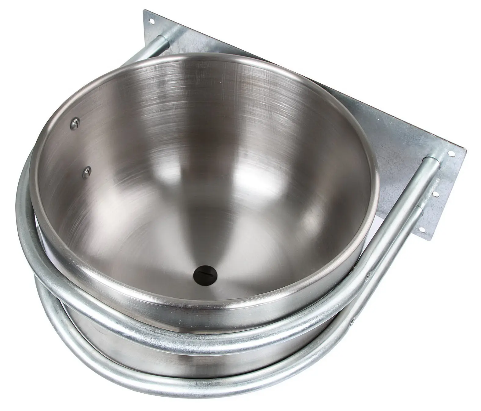 Feeding trough stainless steel round, 44x38x23cm, straight m.