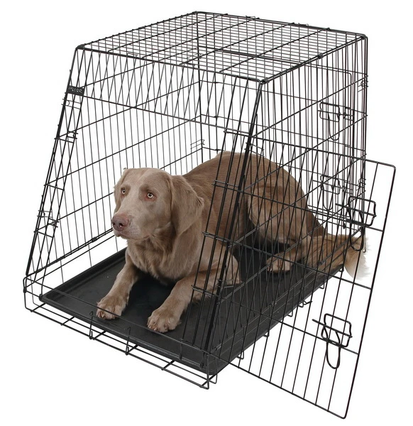 Dog Cage collapsible black 76x54x64cm, 2 doors