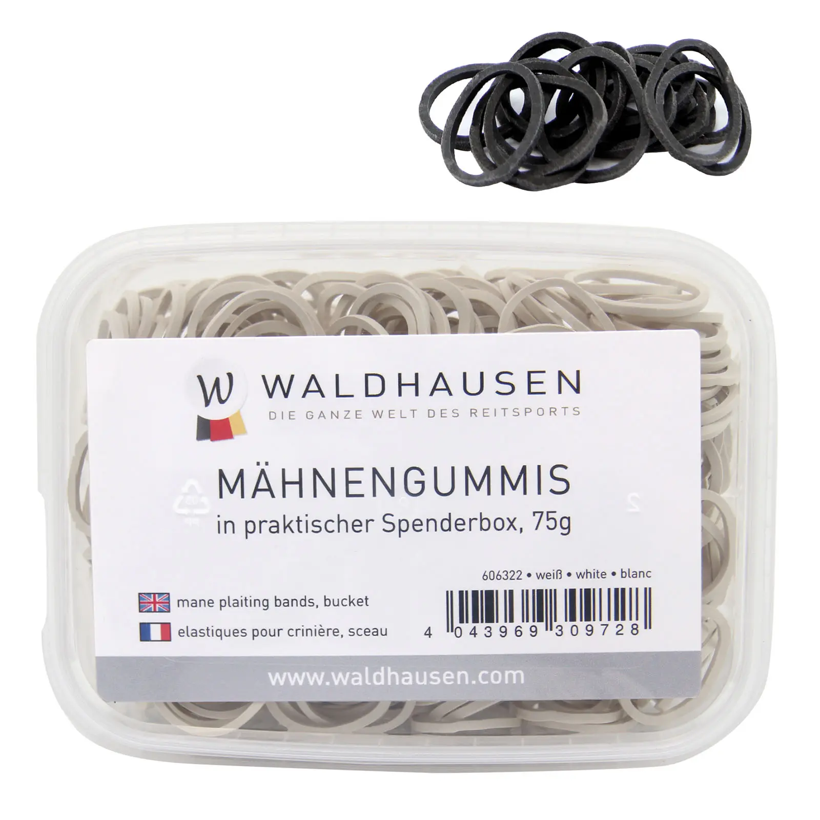 Elastic bands, supplied in a dispenser box