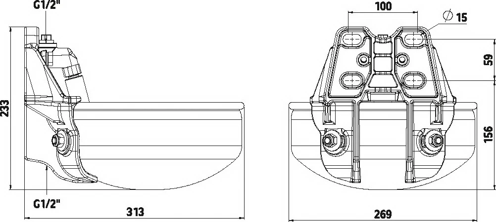 Water bowl stainless steel E21 with tube valve