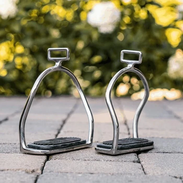 Icelandic stirrups - Stainless steel, size 120 mm with black rubber