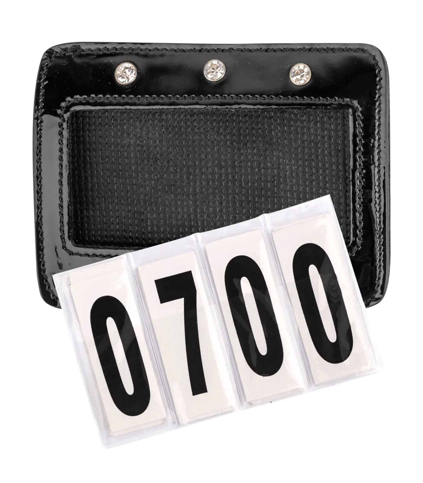 Competition numbers patent leather, rectangular