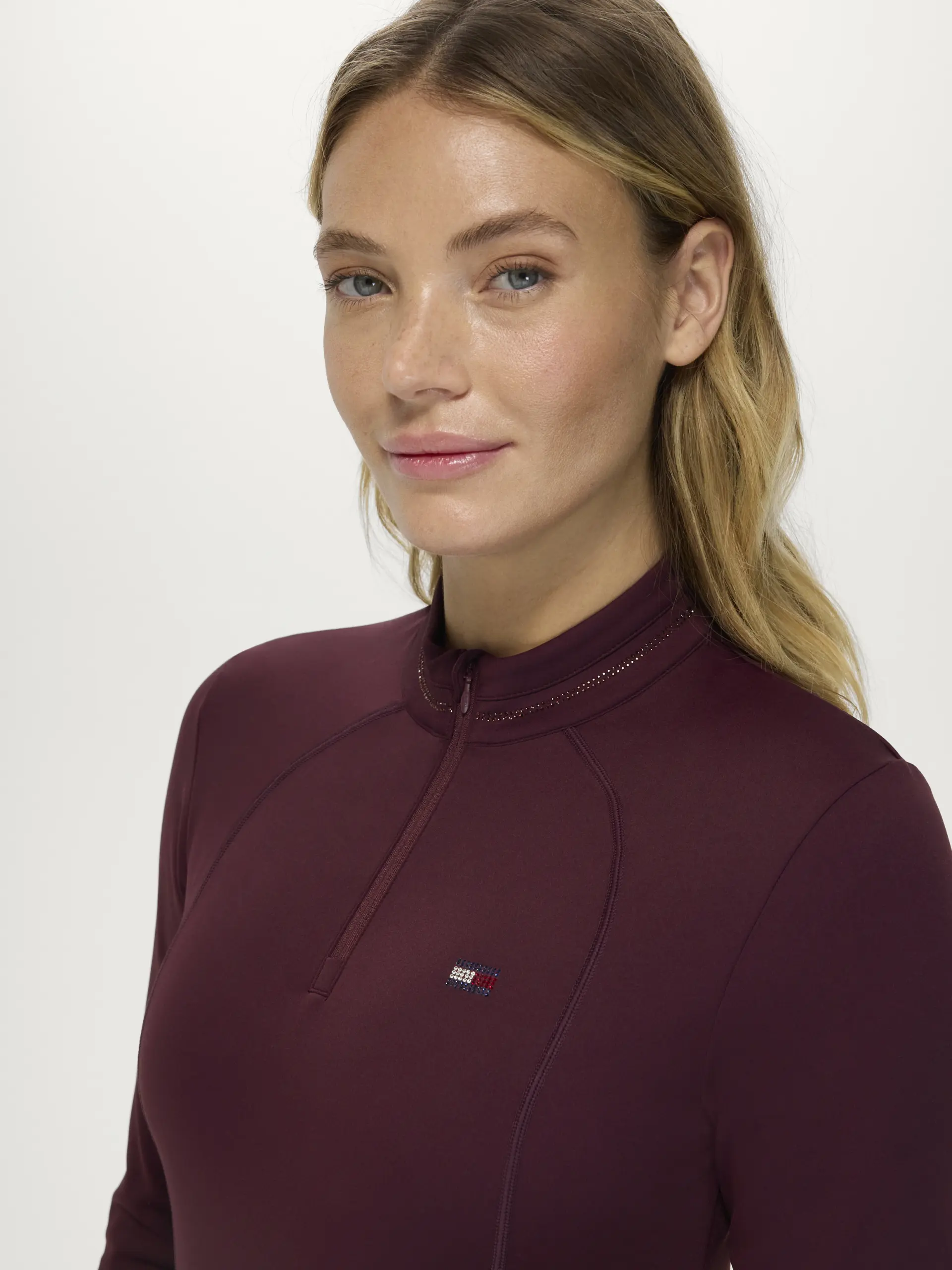 Damen 1/4 Zip Langarmshirt CADY mit Strass