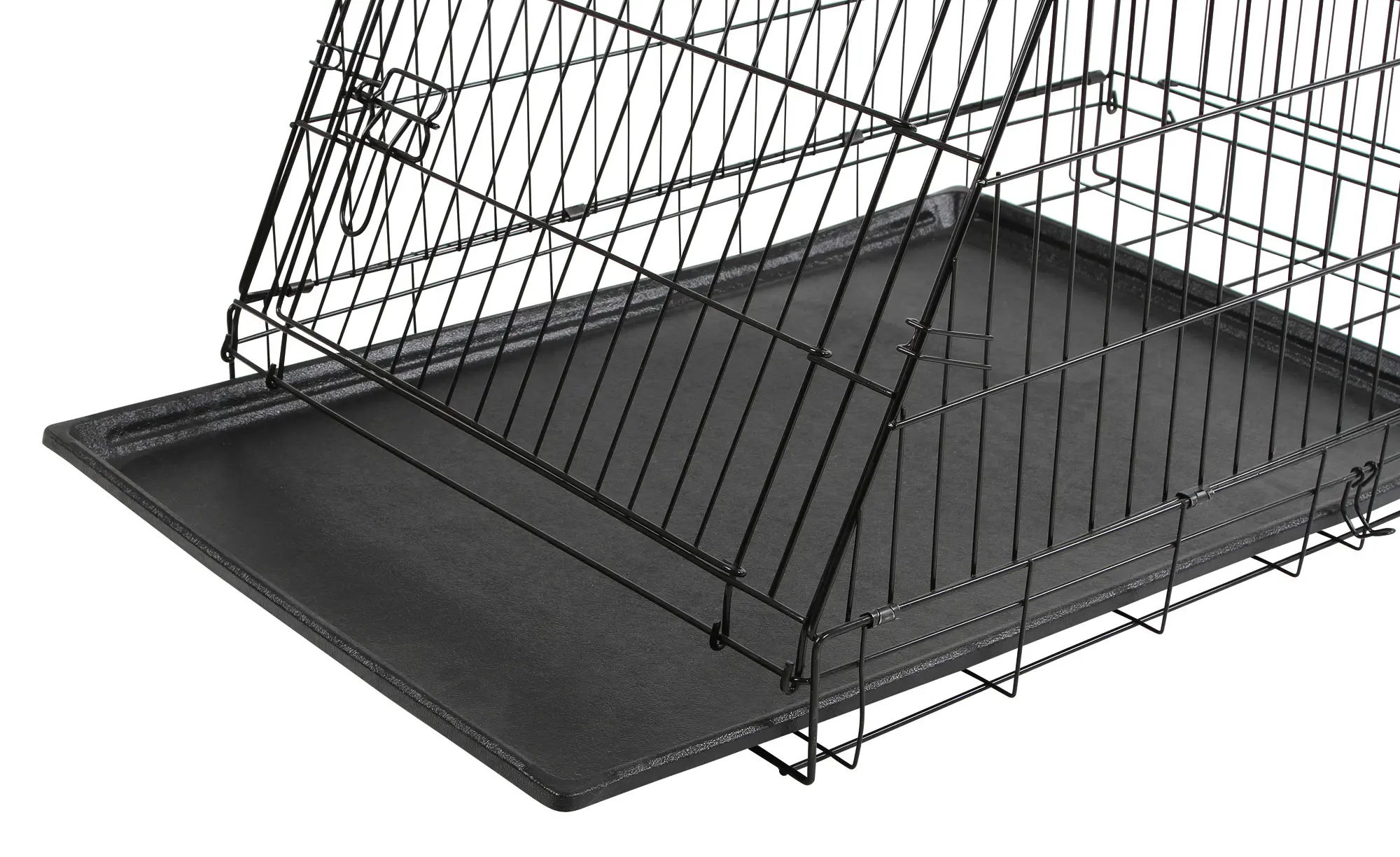 Dog Cage collapsible black 76x54x64cm, 2 doors