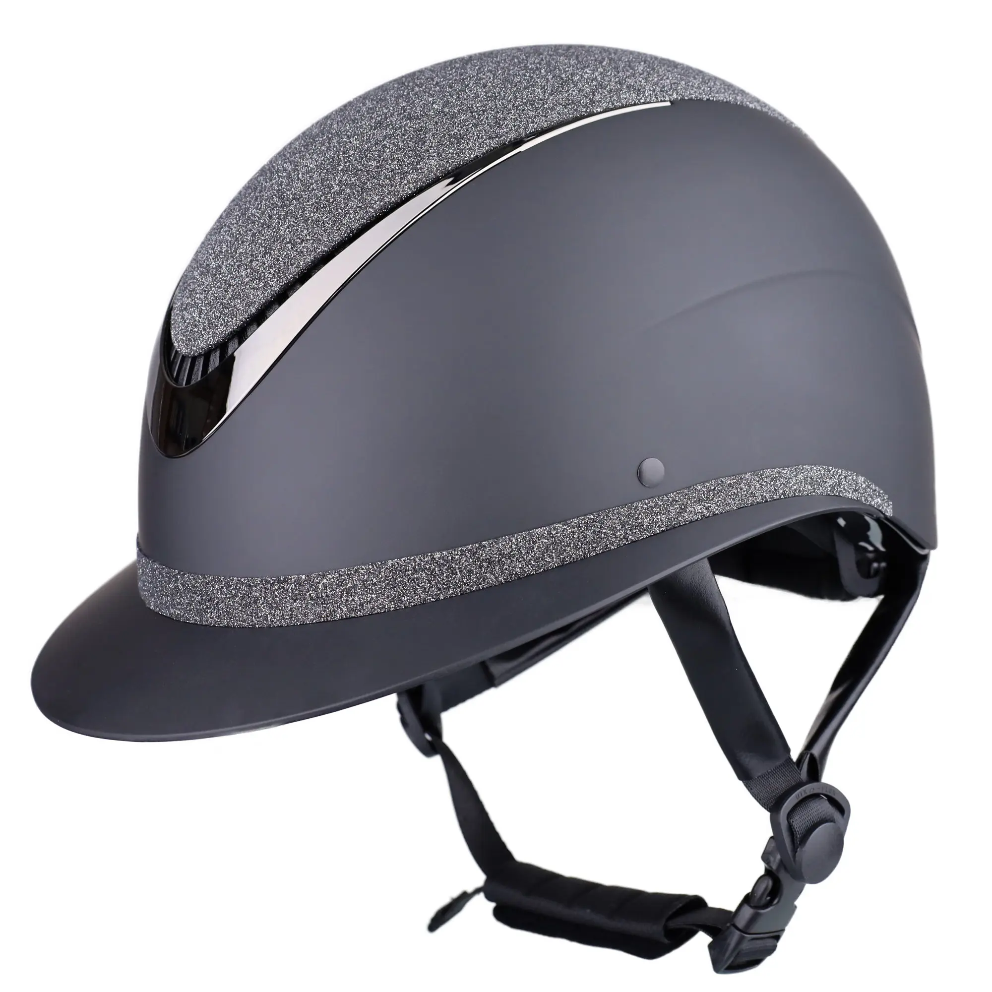 Reithelm "Comfort Sparkle", matte ABS-Außenschale mit grauem Glit