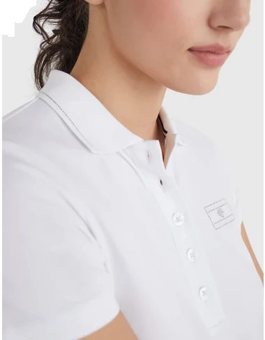 Damen Kurzarm Strass Poloshirt TH OPTIC