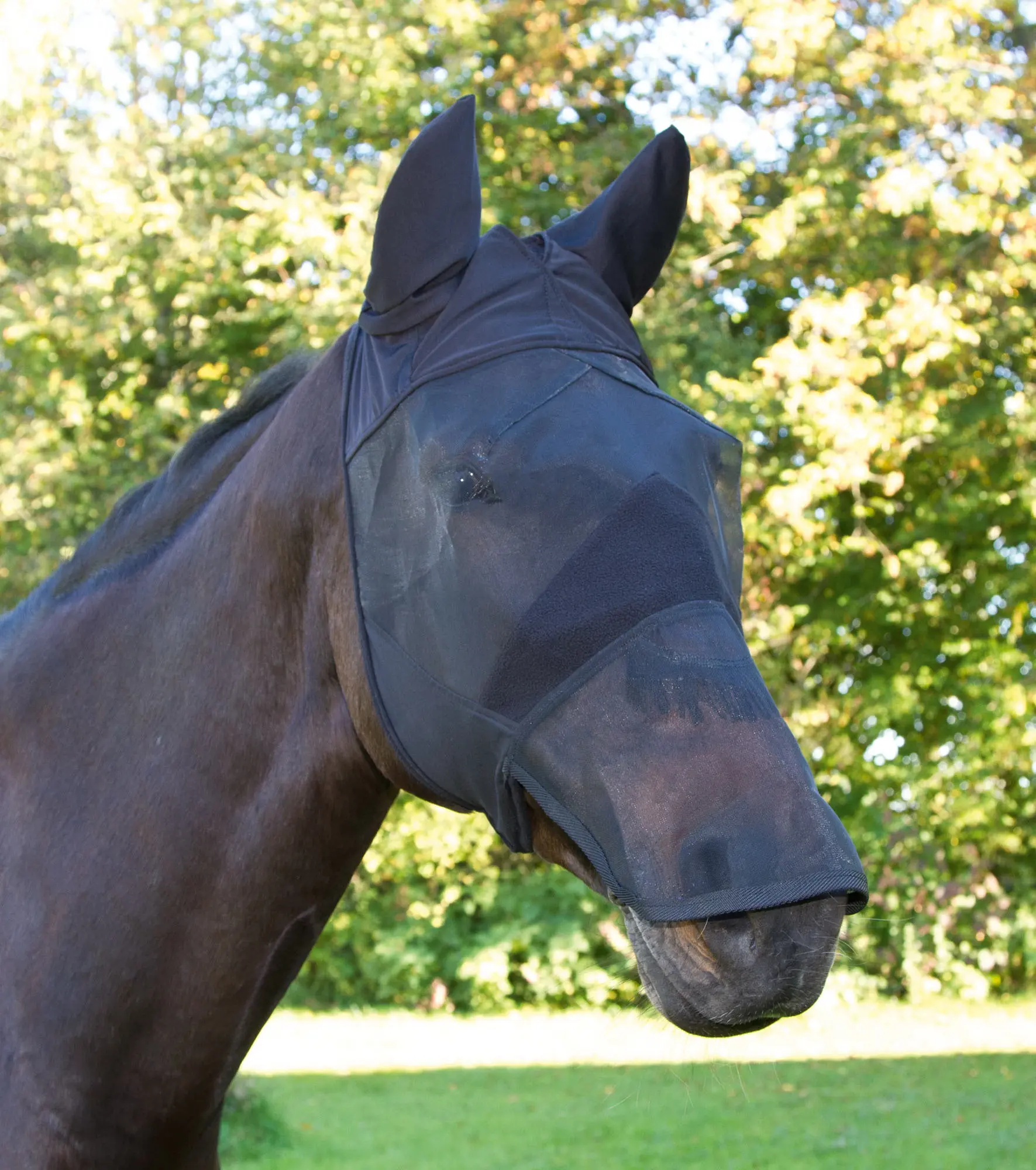 KERBL Fly mask black, with ear and nose protection