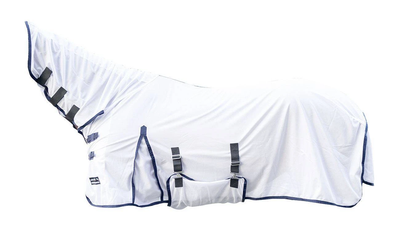 HKM Sports Fliegendecke -LYON- mit Halsteil, 115 cm, weiß