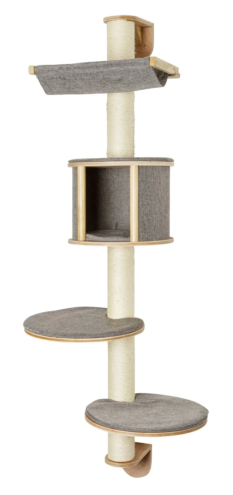 Wall-mounted cat tree Dolomit Tofana, 168 x (75) cm, grey