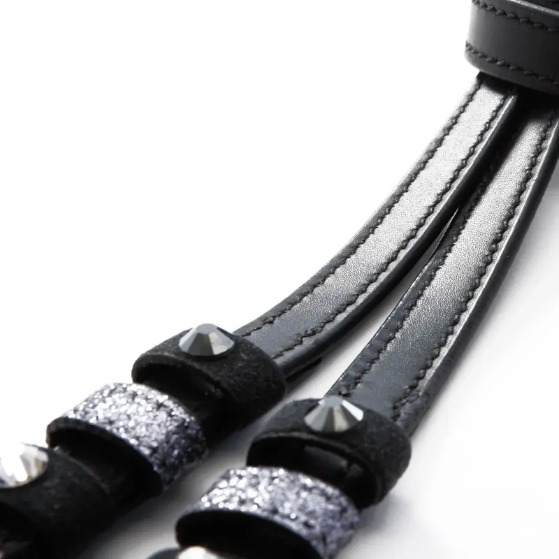 spur straps leather "Grey" - rhinestones