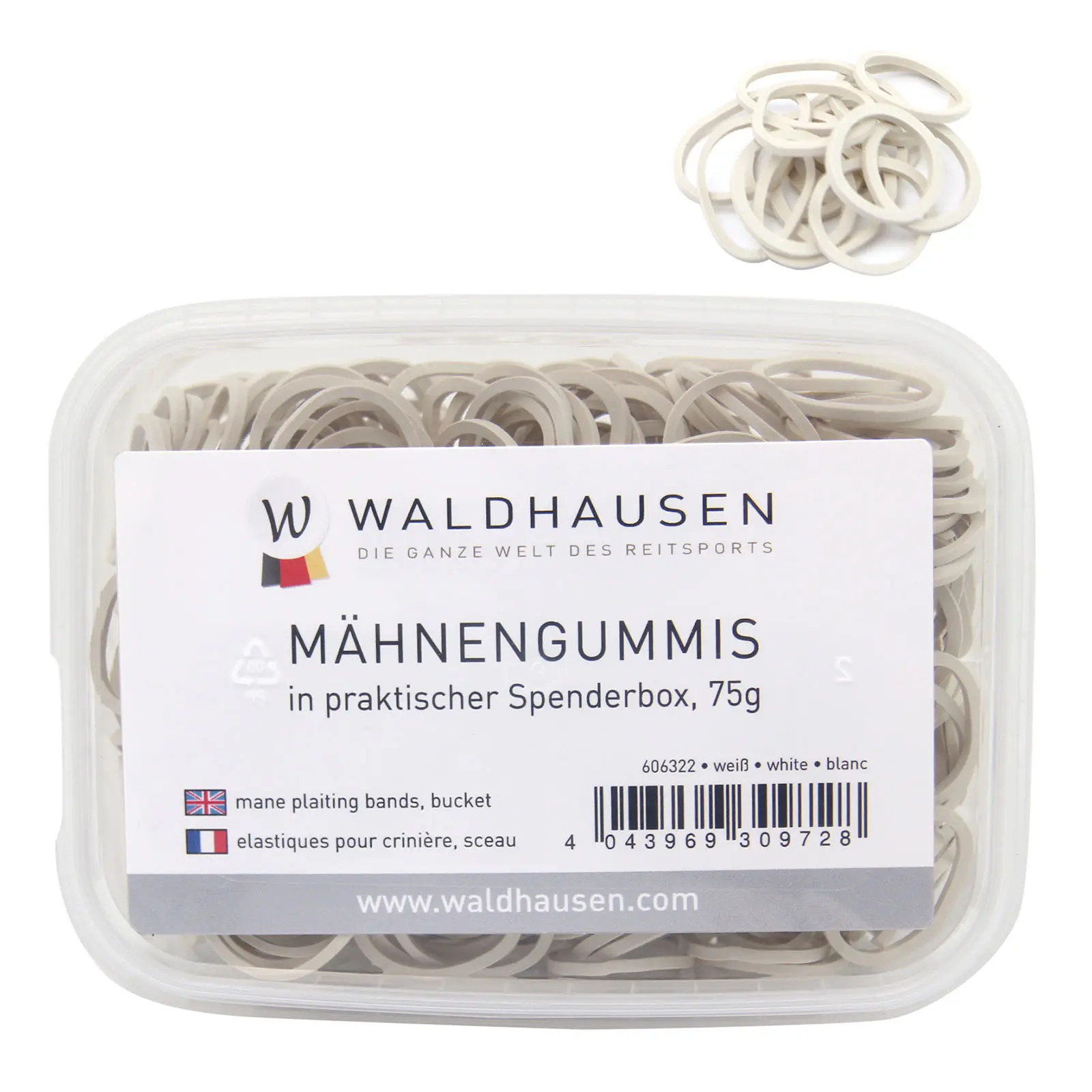 Elastic bands, supplied in a dispenser box