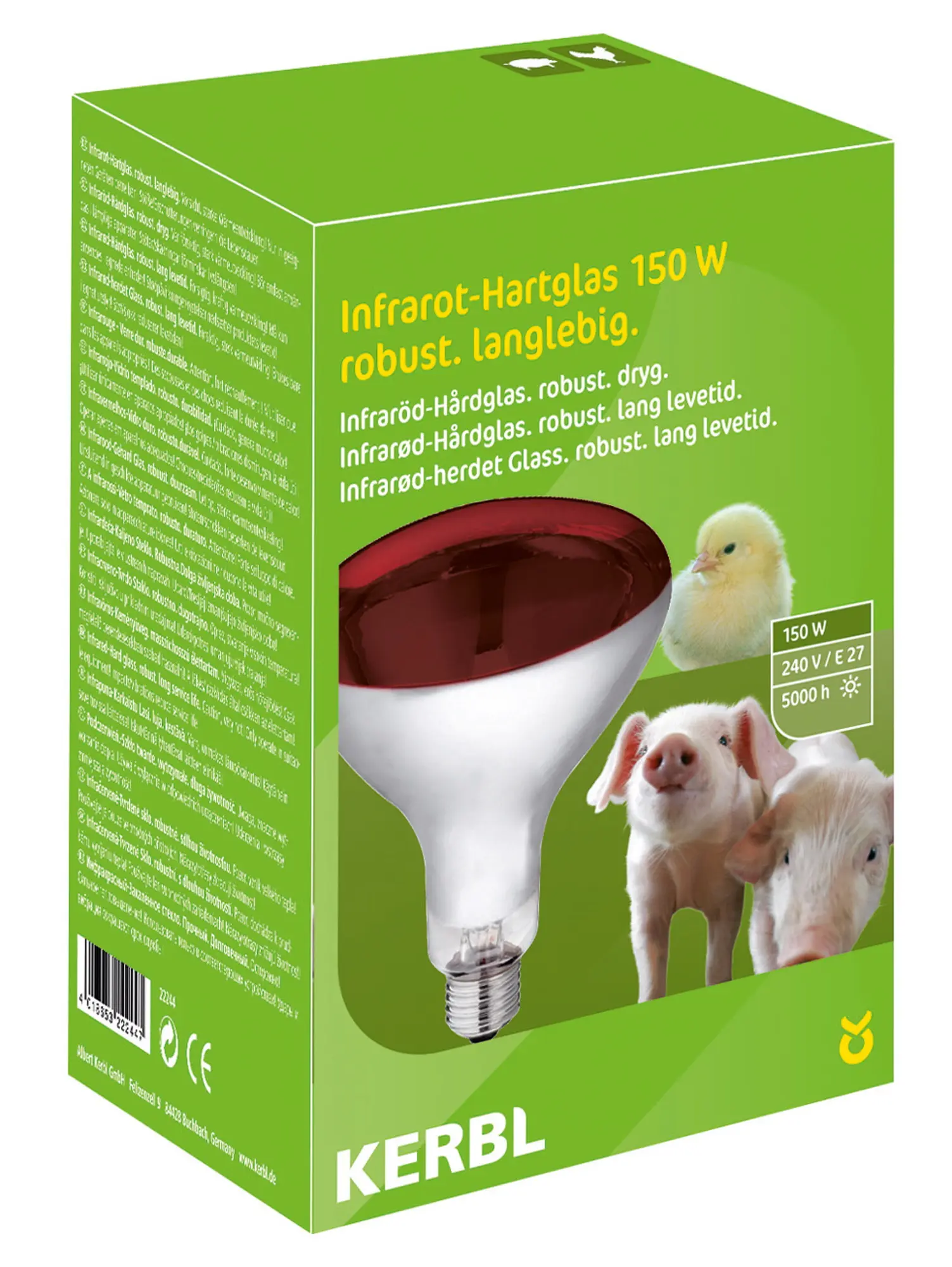 Kerbl hard glas infrared lamp 150 W, red