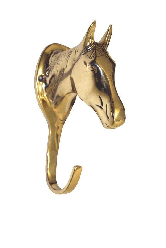 HKM Bridle hook -Horse head- brass