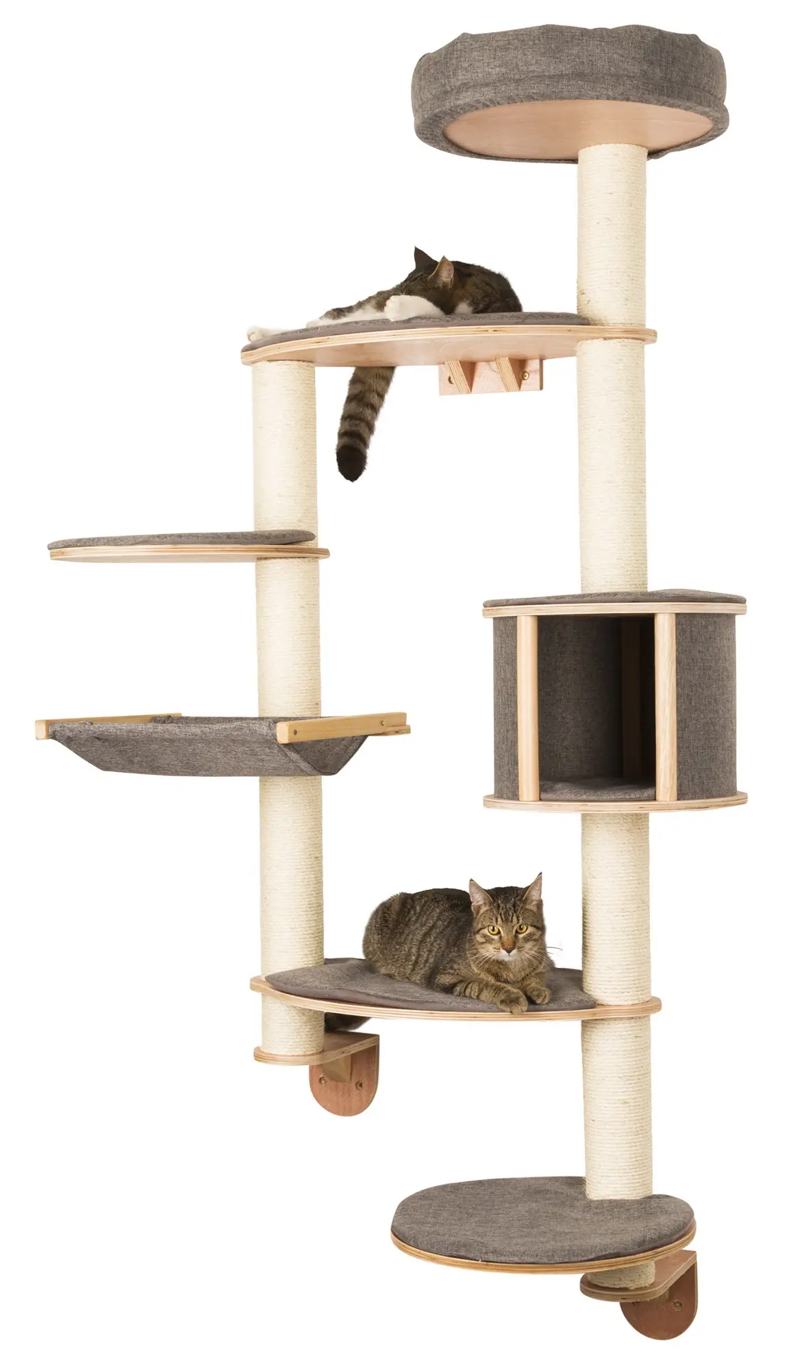 Wall-mounted cat tree Dolomit XL Tofana,185 x(115)cm, grey