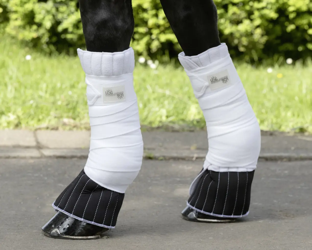 Leg pads w. soft coronet protection, set 2 pcs