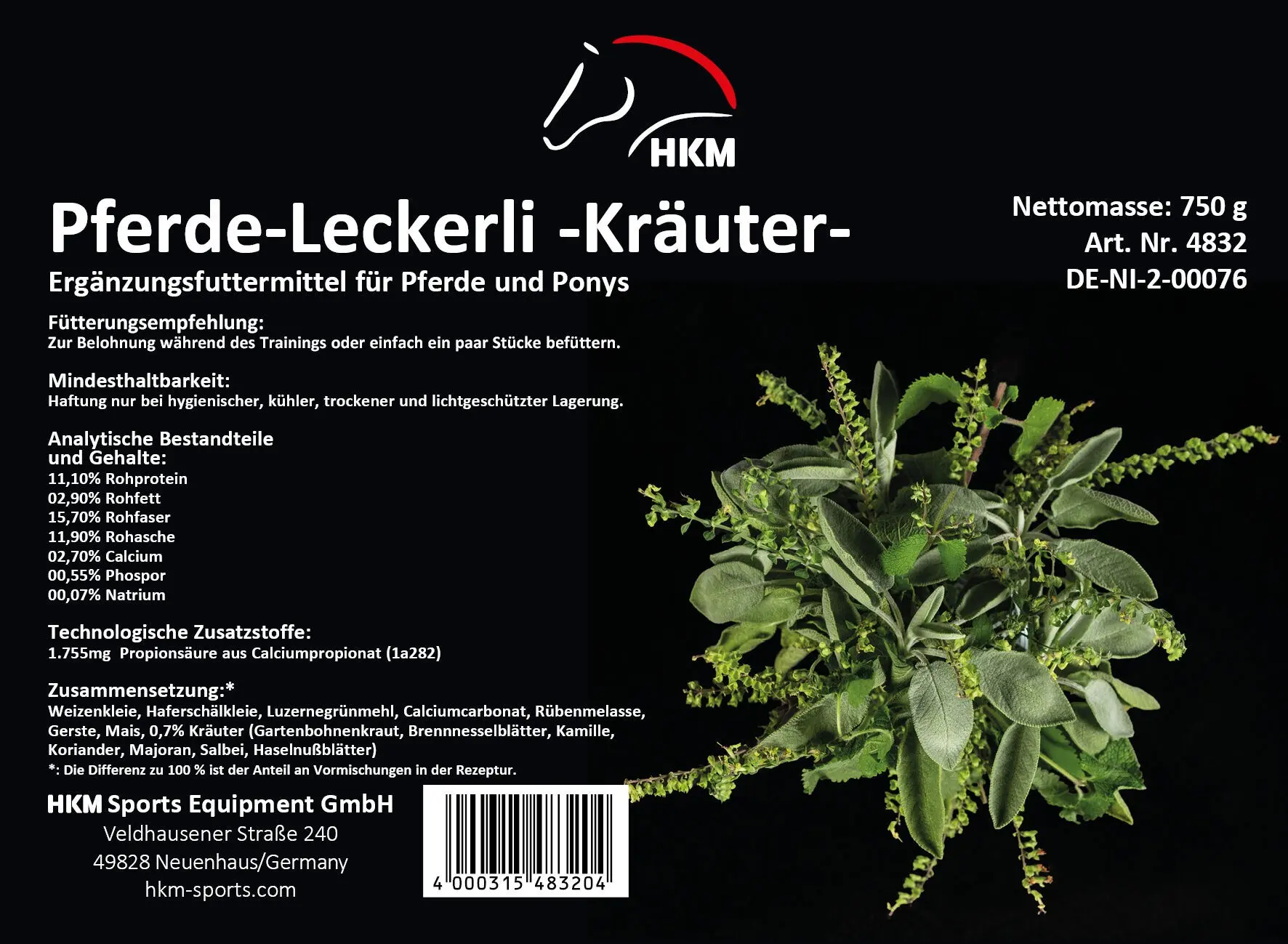 HKM Horse titbits with herb flavour, 750 g