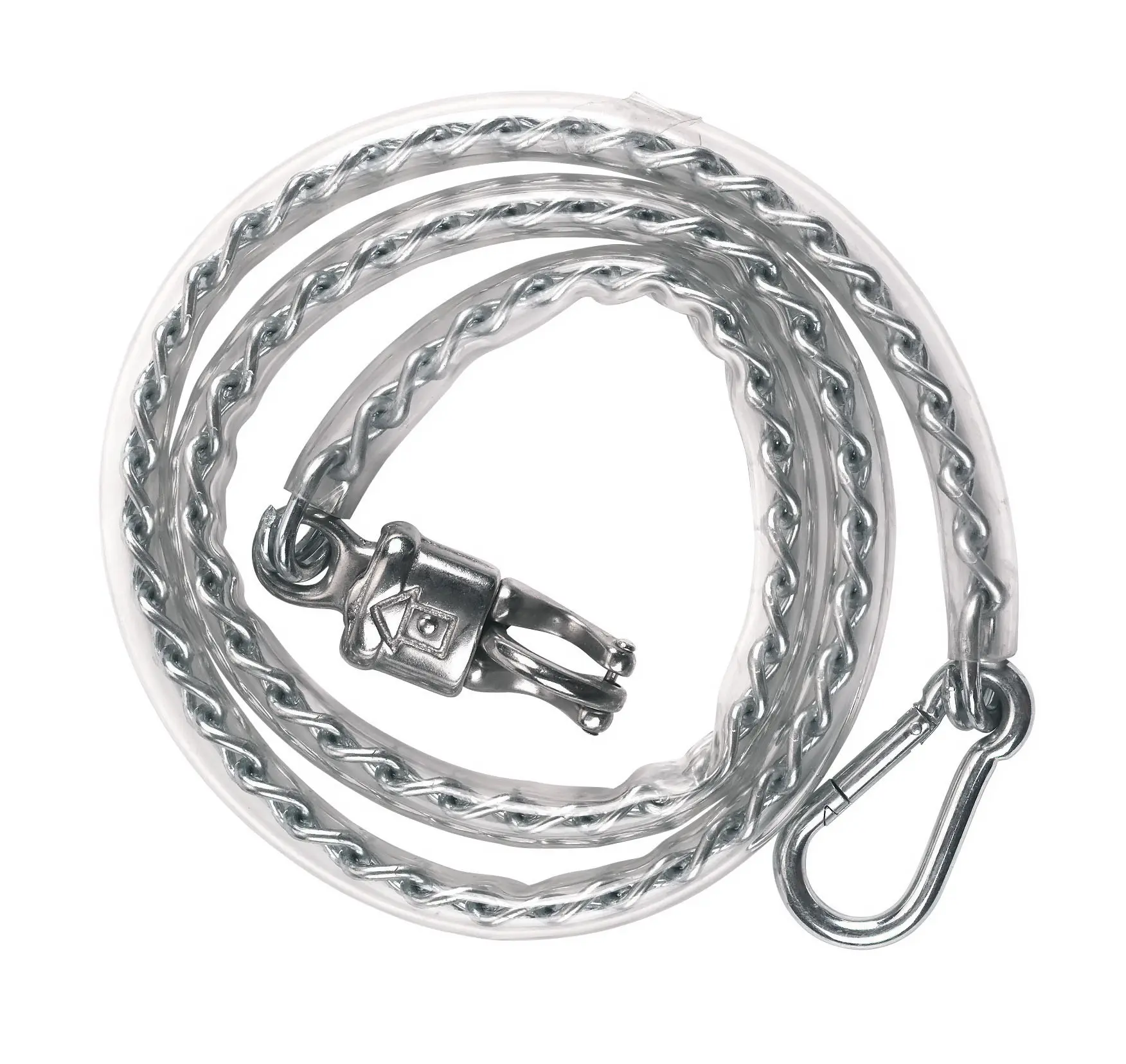 Tie chain, plastic coat, with carabine and panic hook