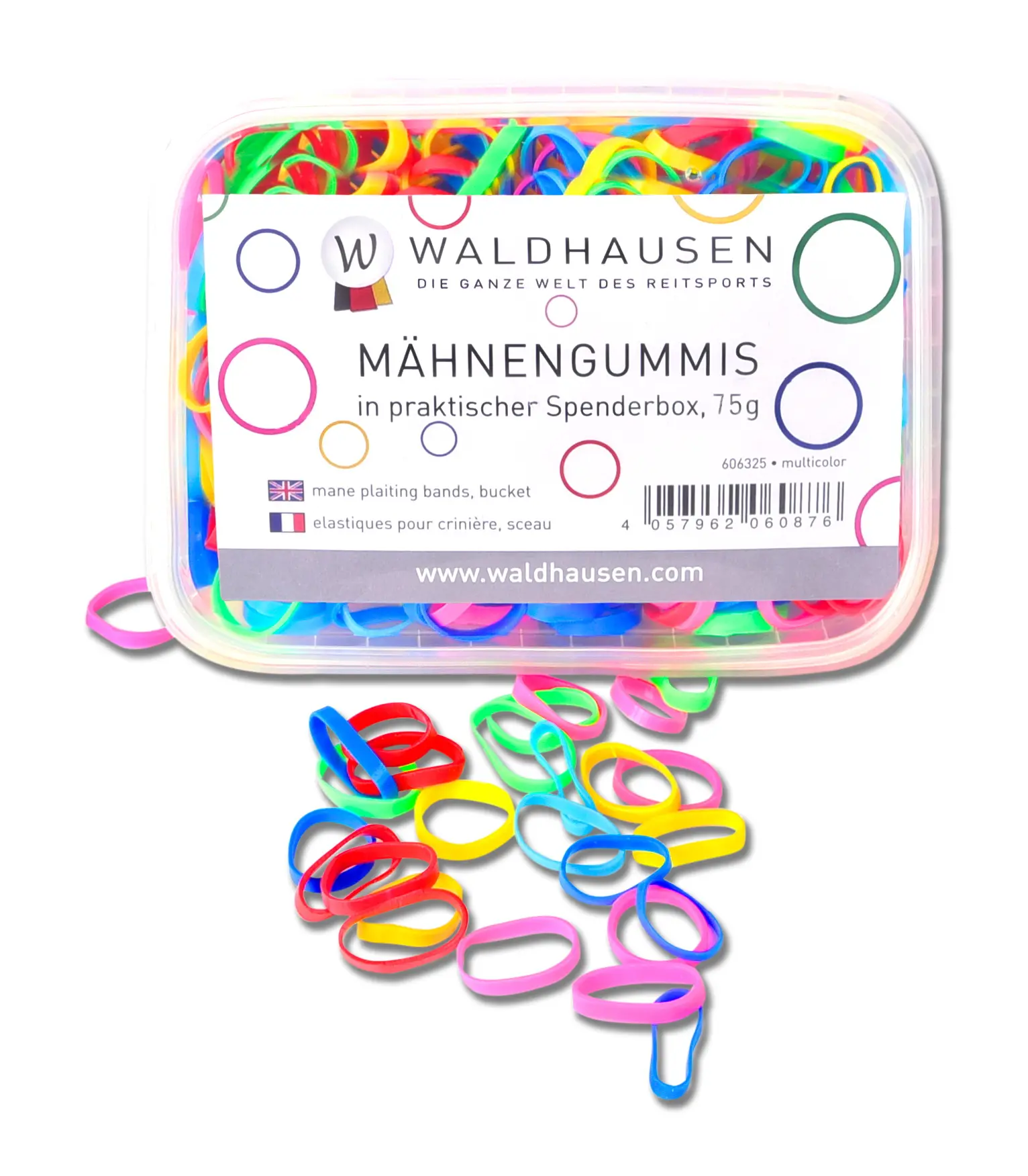 Plaiting bands in dispensing box, extra wide, multicolour