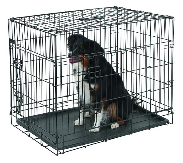 Dog Cage collapsible black 76x54x64cm, 2 doors