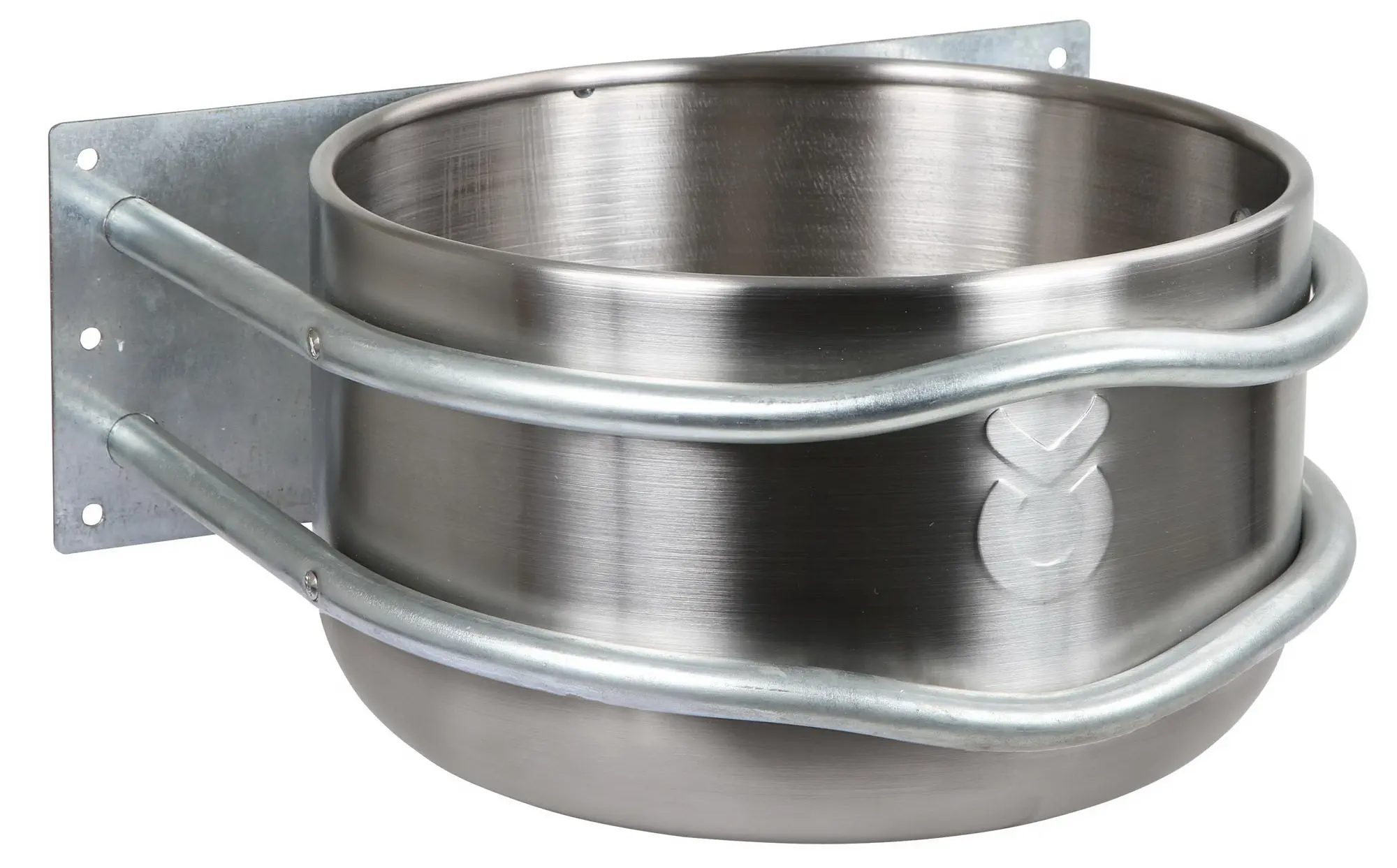 Feeding trough stainless steel round, 44x38x23cm, straight m.