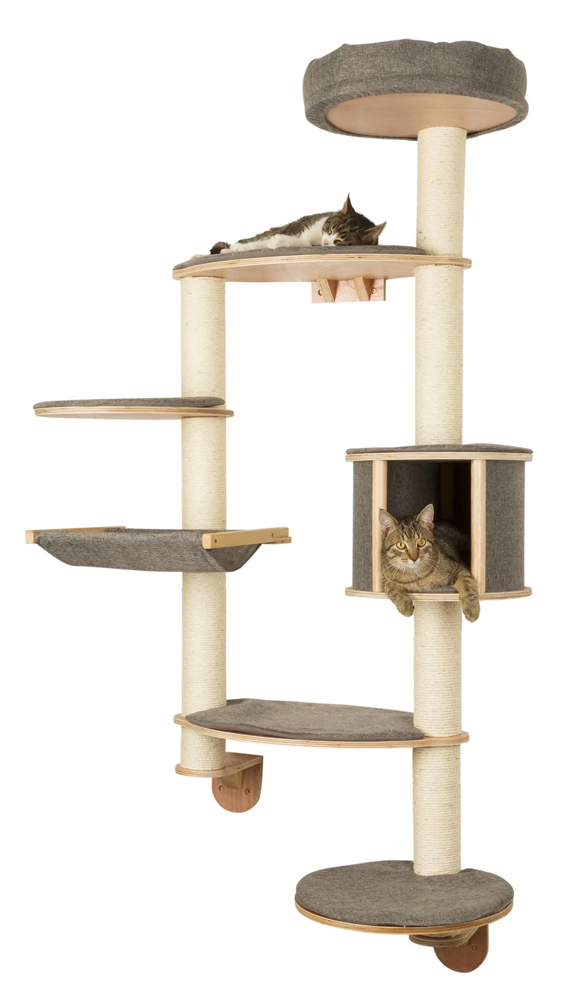 Wall-mounted cat tree Dolomit XL Tofana,185 x(115)cm, grey
