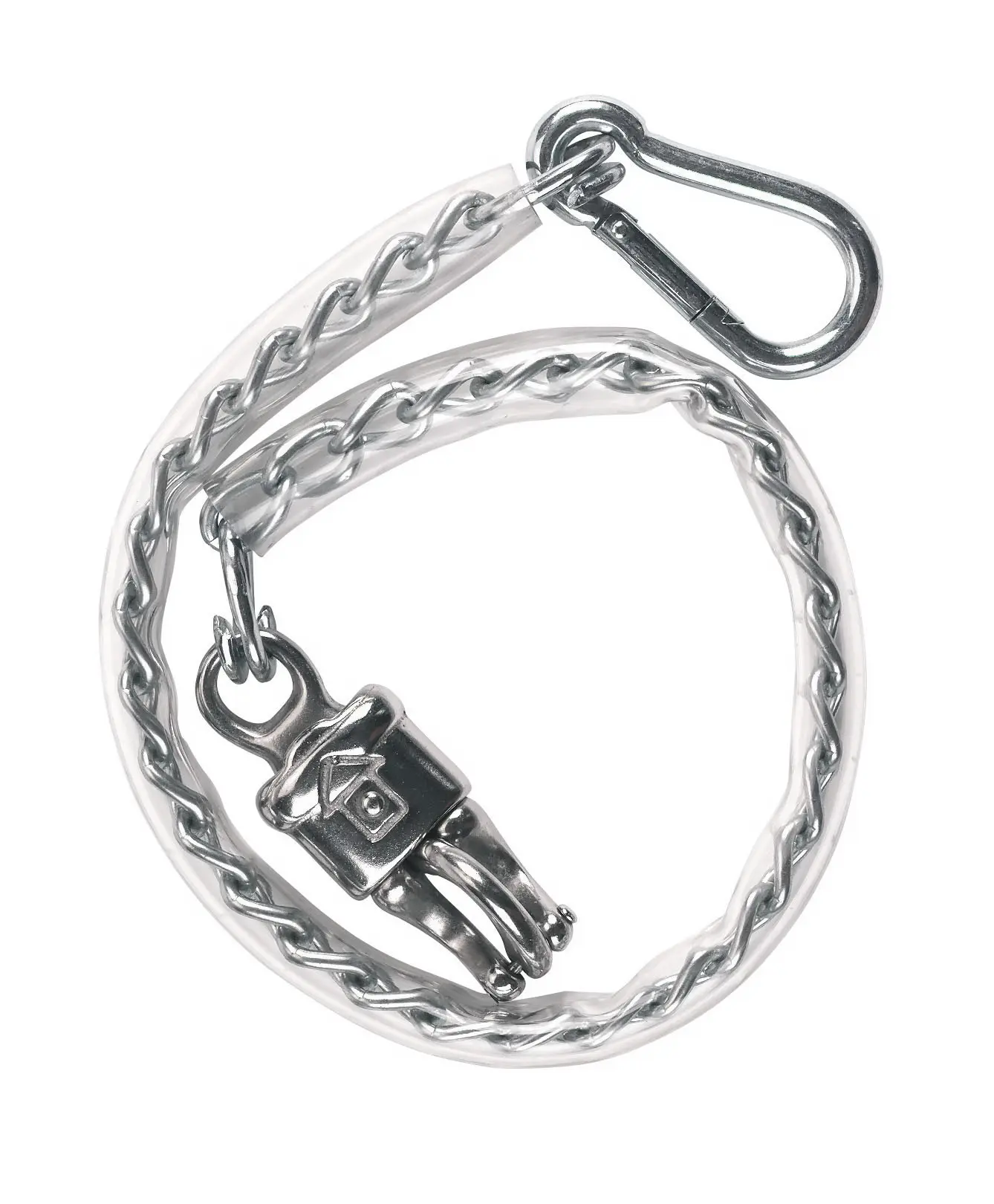 Tie chain, plastic coat, with carabine and panic hook
