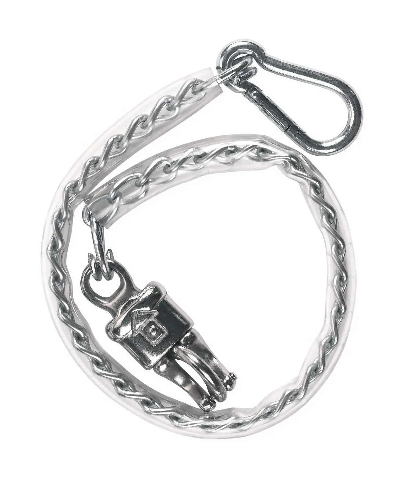 Tie chain, plastic coat, with carabine and panic hook